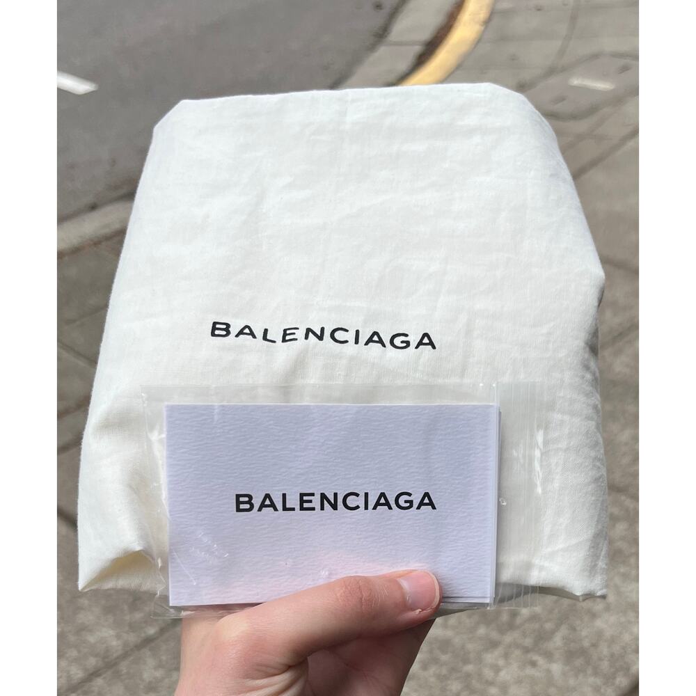 BALENCIAGA PARIS Cabas Cream & Yellow Canvas & Leather Tote Bag w/Pouch - Picture 10 of 13